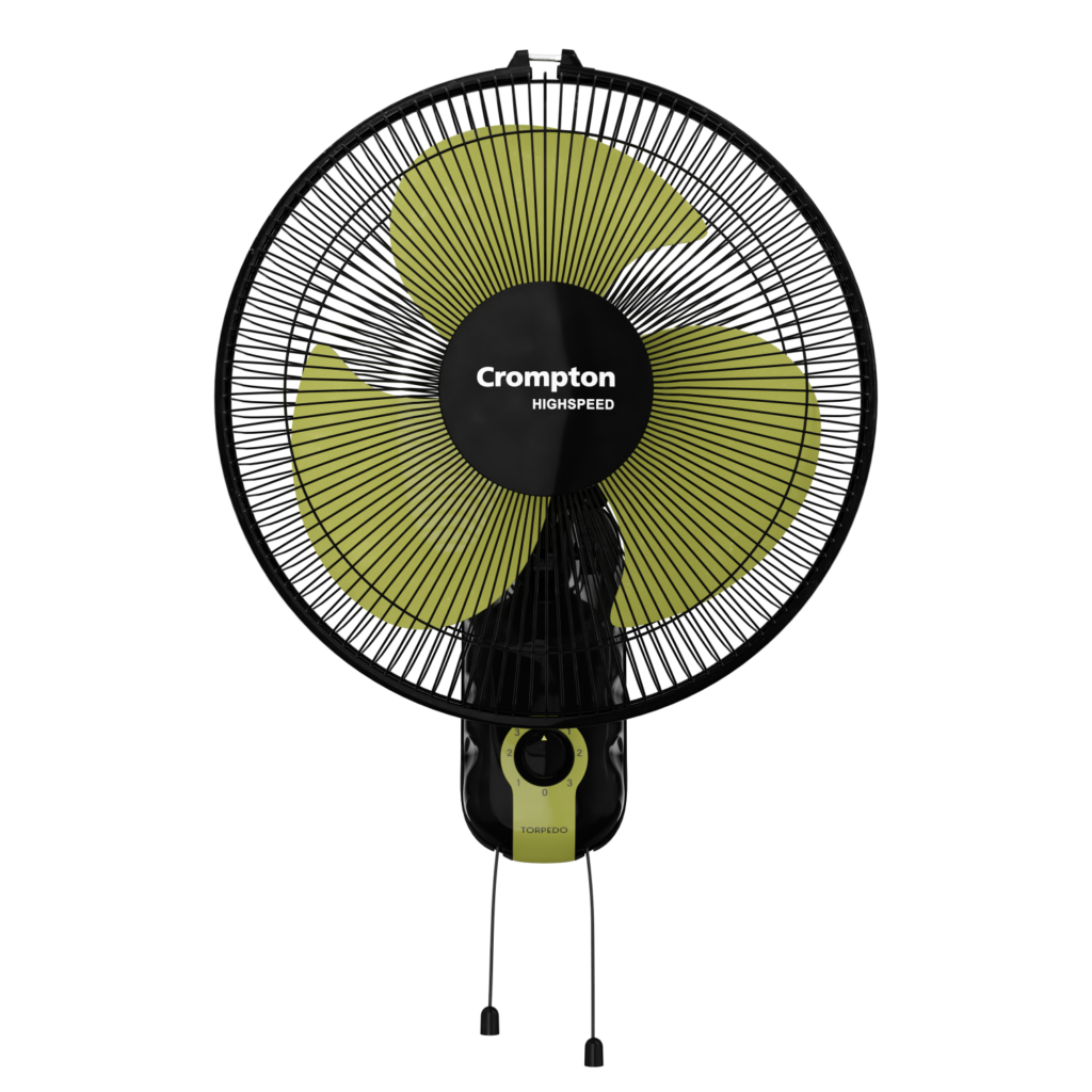 Crompton Highspeed Torpedo Wall Mounted Fan (Black Yellow / 12 Inch)