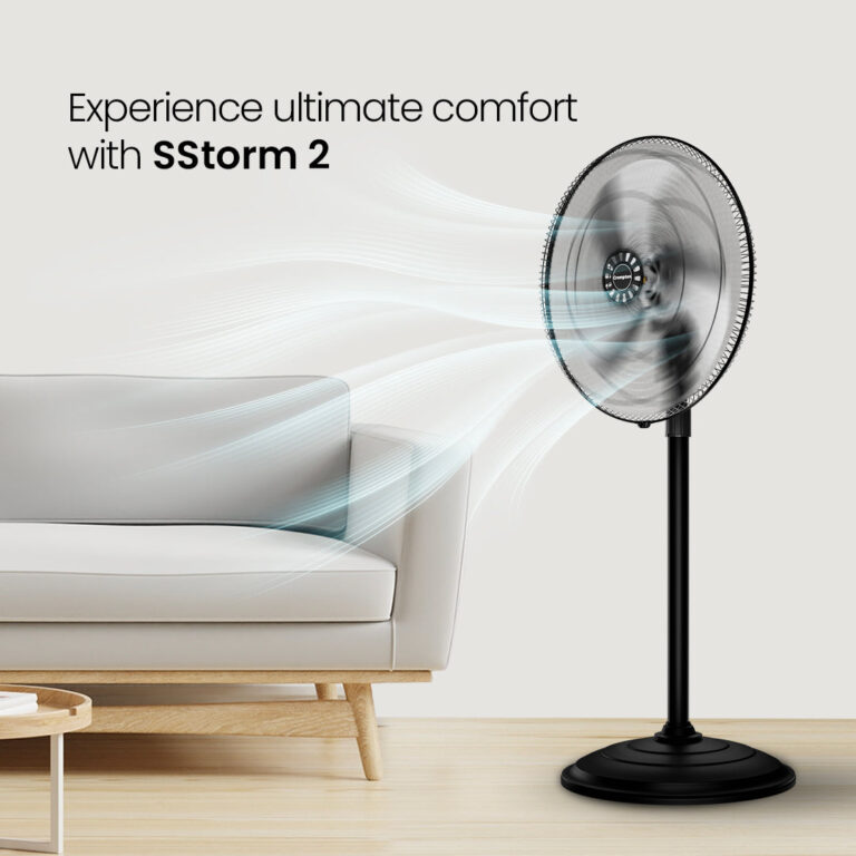 Crompton Storm PF INH Pedestal Fan - Matt Black