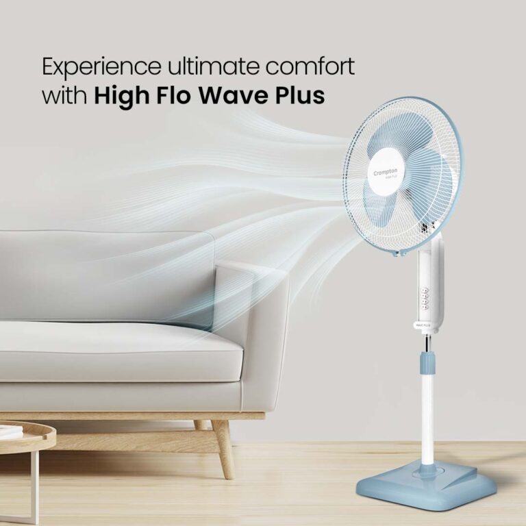 Crompton Hiflo Wave Plus Pedestal Fan - Powder Blue