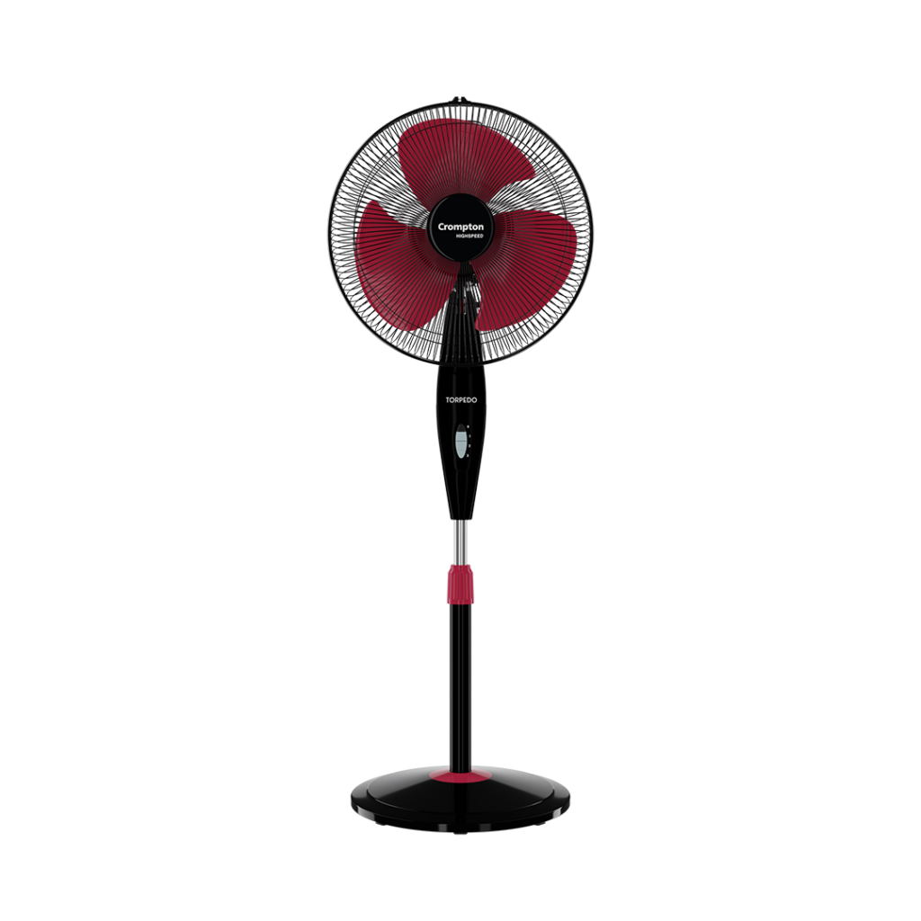 Crompton Torpedo HS PF Pedestal Fan – Black Red