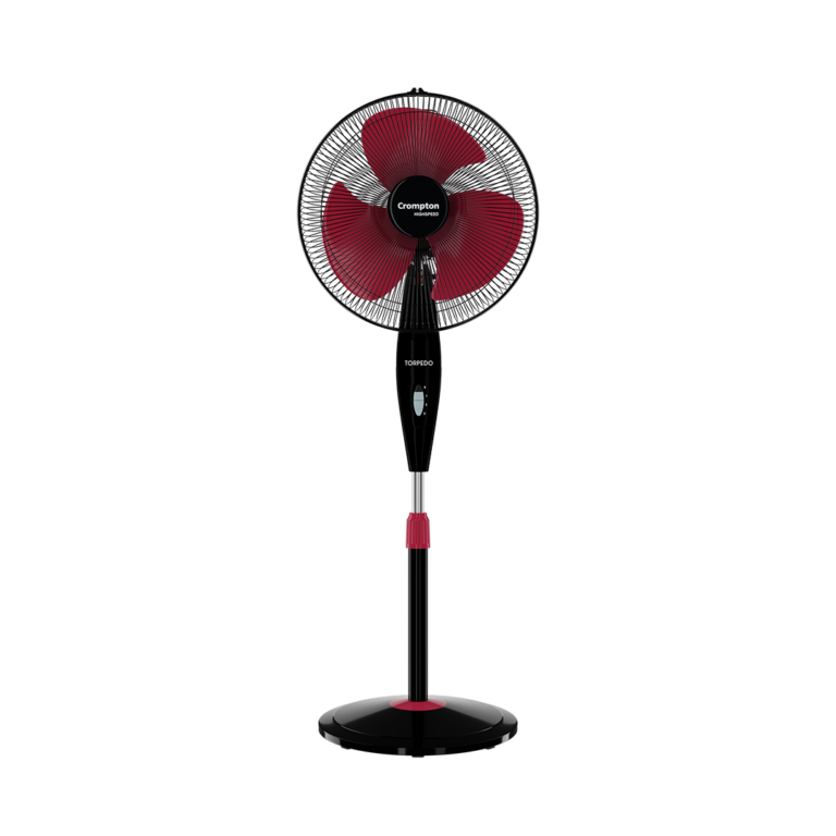 Crompton Torpedo HS PF Pedestal Fan - Black Red