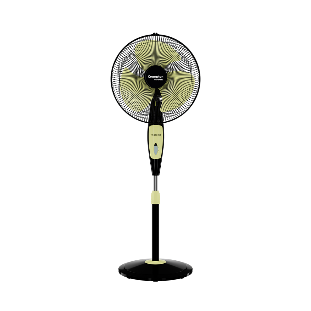 Crompton Torpedo HS PF Pedestal Fan – Black Yellow